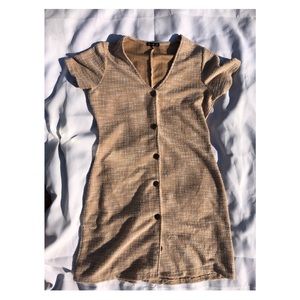 Brown Burlap Mini Dress